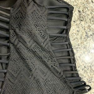 One piece black bathing suit